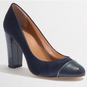 J. Crew satin Etta pump navy blue
